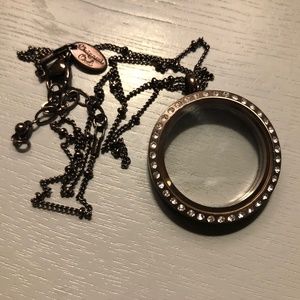 Origami Owl Chocolate large locket and chain